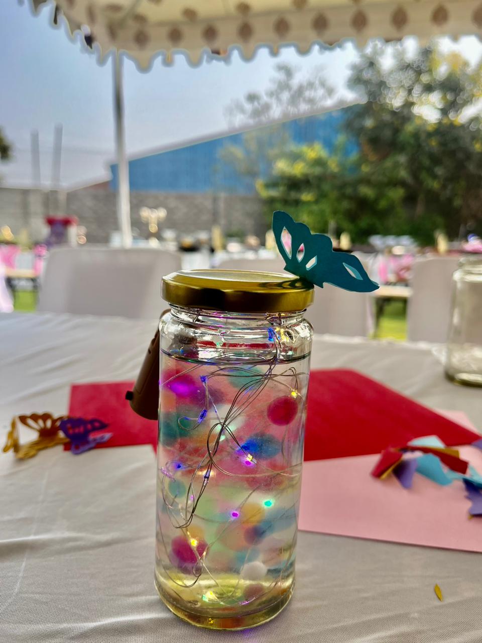  glow jar making for kids birthday party